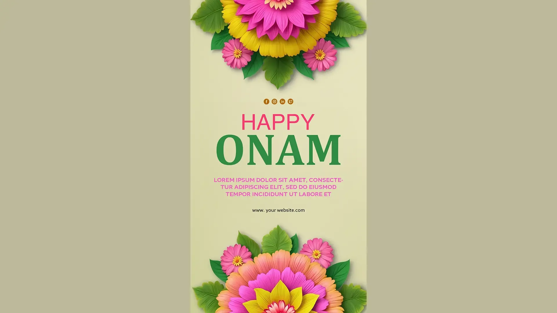 Colorful Blooming Onam Wishes Instagram Story Card